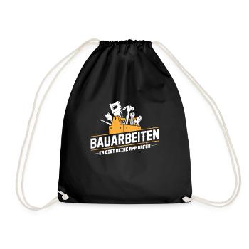 Bauarbeiter · Baustelle · Bagger · Bauarbeiten - Turnbeutel - Schwarz - Vorne