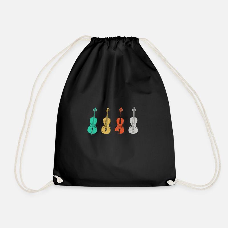 Vintage violin violin - music gift - Drawstring Bag - black