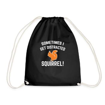 Squirrel Tshirt Gift Animal Friends Funny - Drawstring Bag - black - Front