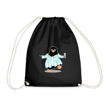Penguin comic scientist chemistry biology - Drawstring Bag - black - Front