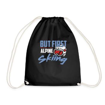 But first alpine skiing t-shirt - Drawstring Bag - black - Front