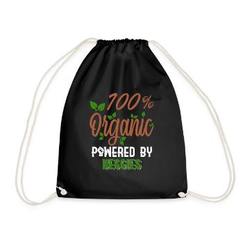 100% Organic Powered by Veggies - Organic - Drawstring Bag - black - Front