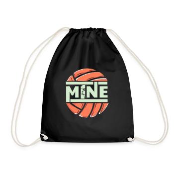 funny love mine volleyball - Drawstring Bag - black - Front