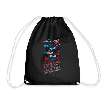 Gifts for Book Lover Shirt Funny Man Wife - Drawstring Bag - black - Front
