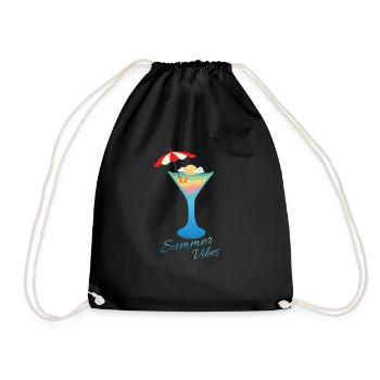 Summer sun umbrella holiday gift - Drawstring Bag - black - Front