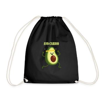Avocado - Avo-Cardio - Vegan - Gesundes Essen - Turnbeutel - Schwarz - Vorne