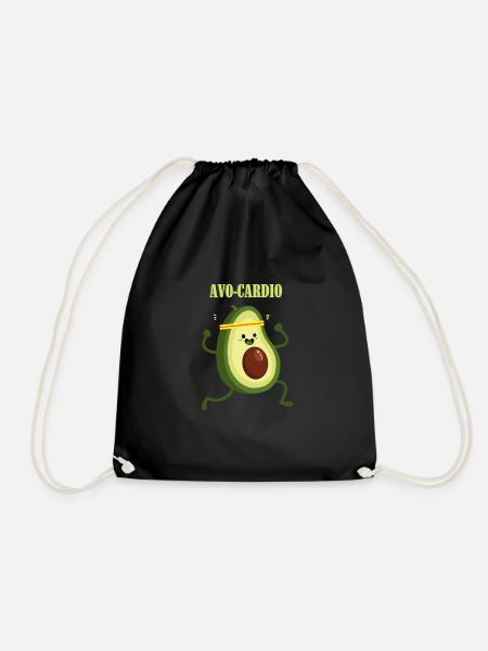 Avocado - Avo-Cardio - Vegan - Gesundes Essen - Turnbeutel - Schwarz