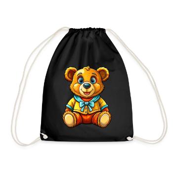 Teddy mit Pullover - Turnbeutel - Schwarz - Vorne
