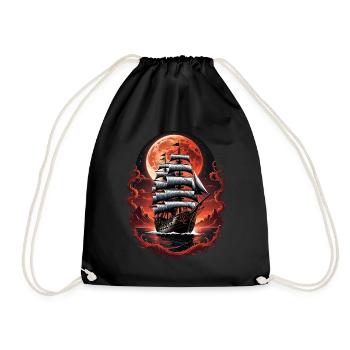 Pirate Ship Blood Moon Gothic Fantasy Design - Drawstring Bag - black - Front