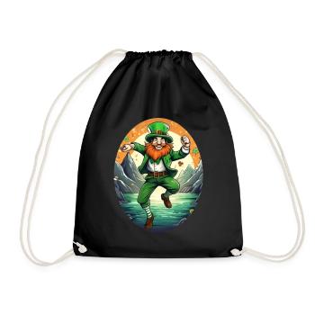 St. Patrick's Day Shamrock Dancing - Drawstring Bag - black - Front