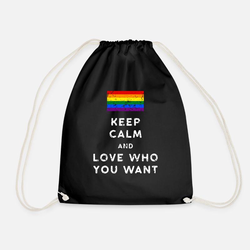 Keep Calm and love who you want - Drawstring Bag - black