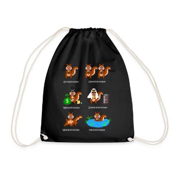 squirrels, rich squirrels, sheikh squirrels, - Drawstring Bag - black - Front