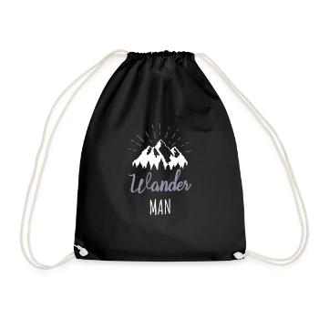 Wander man hiking hiker sayings gift - Drawstring Bag - black - Front