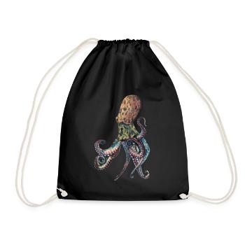 Octopus Squid - Drawstring Bag - black - Front