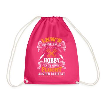 Trucker LKW Fahrer Fernfahrer Brummi Geschenk - Turnbeutel - Fuchsia - Vorne