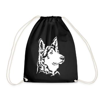 Tamaskan Head "Black Edition" - Drawstring Bag - black - Front