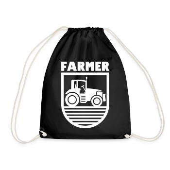 Farmer with tractor coat of arms for farmers and farmers - Drawstring Bag - black - Front