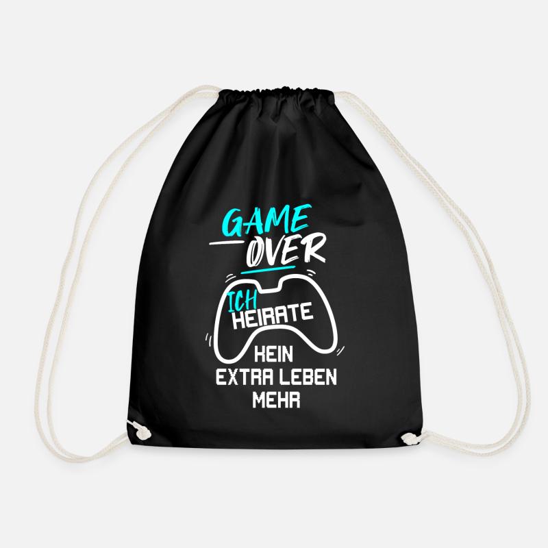 GAME OVER, ICH HEIRATE Junggesellenabschied - Turnbeutel - Schwarz