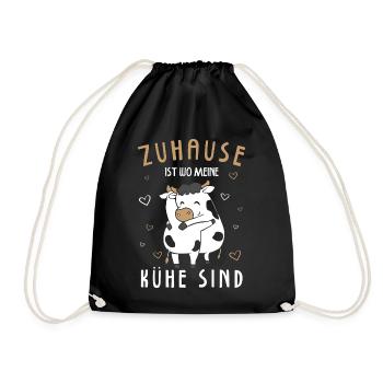 Zuhause Ist Wo Meine Kühe Sind - Turnbeutel - Schwarz - Vorne