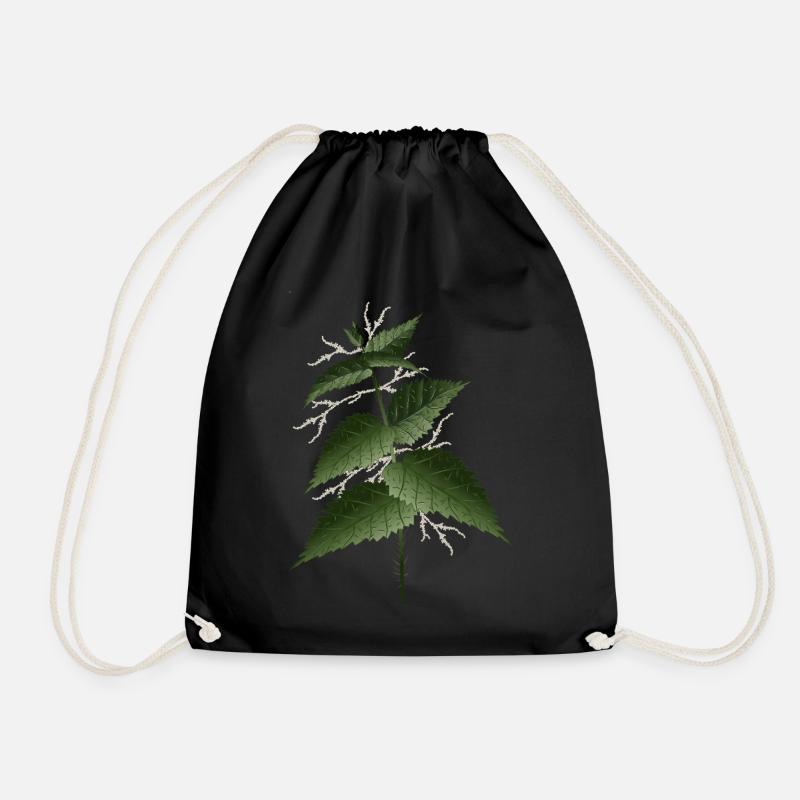 große Brennnessel mit großen dunkelgrünen Blättern - Turnbeutel - Schwarz