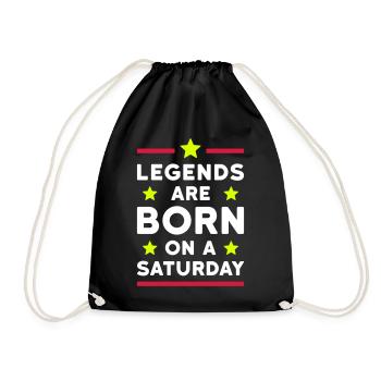 Legends are born on a Saturday (lines, stars) - Drawstring Bag - black - Front