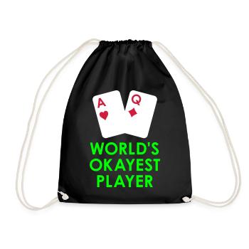 World's okayest player (two playing cards) - Drawstring Bag - black - Front