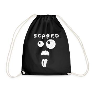 Scared Funny Graphic - Drawstring Bag - black - Front