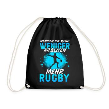 Weniger Arbeiten Mehr Rugby Rugbyspieler - Turnbeutel - Schwarz - Vorne