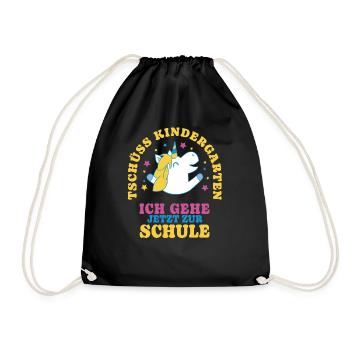 Einschulung Einhorn Tschüss Kindergarten - Turnbeutel - Schwarz - Vorne