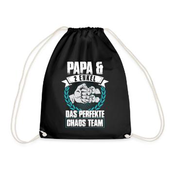 Papa 2 Enkel Das Perfekte Chaos Team - Turnbeutel - Schwarz - Vorne