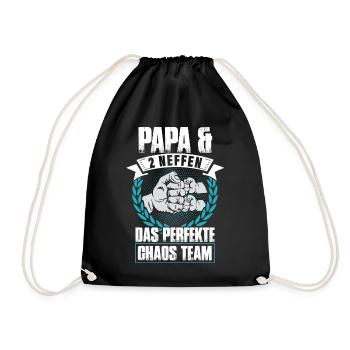 Papa und 2 Neffen Das Perfekte Chaos Team - Turnbeutel - Schwarz - Vorne