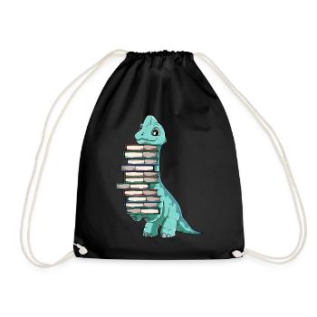 Dinosaurier Bücher Dino Lesen Langhals - Turnbeutel - Schwarz - Vorne