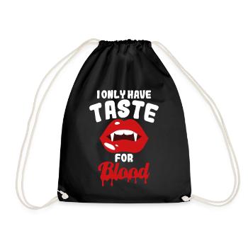 Taste of Blood shirt white font Happy Halloween - Drawstring Bag - black - Front