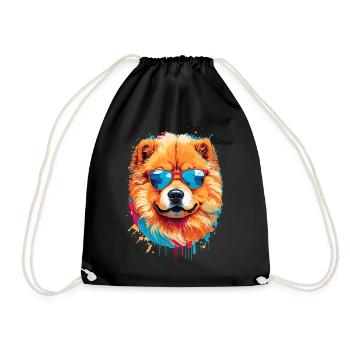 Chow Chow coloré avec lunettes de soleil - Sac de sport léger - noir - Devant