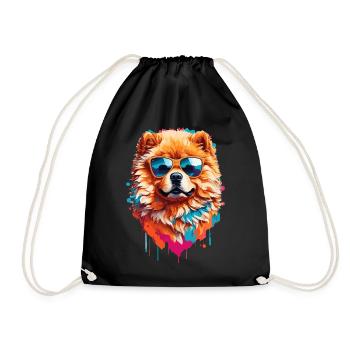 Süßer Chow Chow in cooler Sonnenbrille - Turnbeutel - Schwarz - Vorne