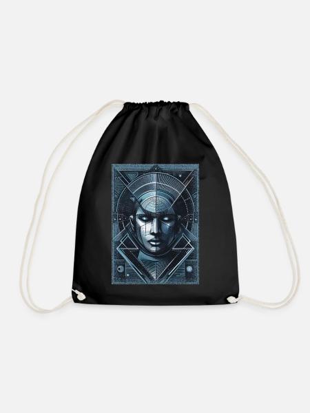 Spaceman Blue Face - Drawstring Bag - black