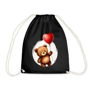 Bear with balloon - Drawstring Bag - black - Front