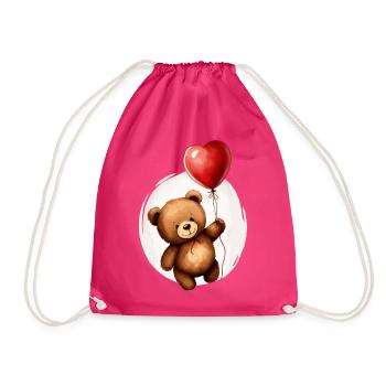 Bär mit Ballon - Turnbeutel - Fuchsia - Vorne