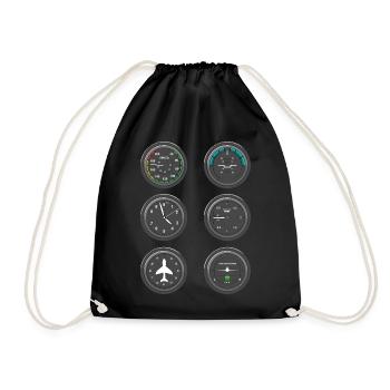 Airplane Flight Instruments - Drawstring Bag - black - Front