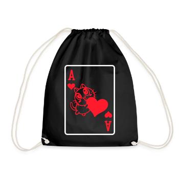 Cat Poker Heart Gambling Casino Jeu de cartes Poker - Sac de sport léger - noir - Devant