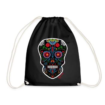 Mexikanischer Schädel - Turnbeutel - Schwarz - Vorne