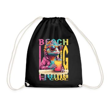Caméléon sur la plage - Sac de sport léger - noir - Devant