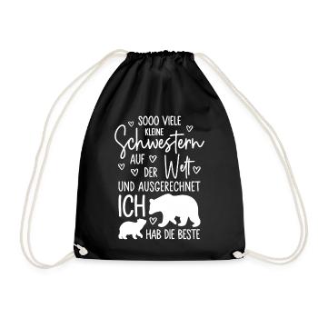So viele Schwestern Eisbär Beste kleine Schwester - Turnbeutel - Schwarz - Vorne