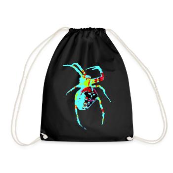 Spinne in Neonfarben - Turnbeutel - Schwarz - Vorne