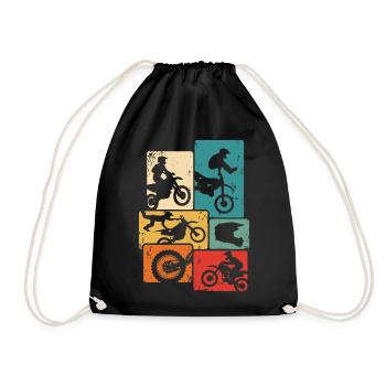 Motocross Dirt Bike Rider Enduro Supermoto - Drawstring Bag - black - Front