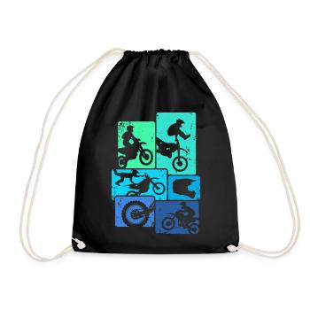Motocross Dirt Bike Rider Enduro Supermoto - Drawstring Bag - black - Front