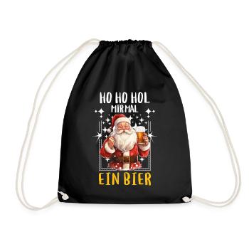 Weihnachtsmann Bier Saufen Alkohol Weihnachten - Turnbeutel - Schwarz - Vorne