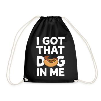Lustiger Hot Dog Dackel - Turnbeutel - Schwarz - Vorne