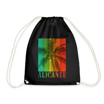 Alicante Spain Summer Palm Trees Beach Sea Holidays - Drawstring Bag - black - Front