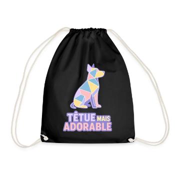 Têtue mais adorable – Chien géométrique pastel - Sac de sport léger - noir - Devant
